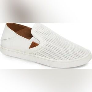 OluKai Pehuea Women’s Breathable White Mesh Slip-On Sneakers